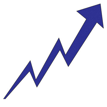 Blue upward growth trend arrow icon