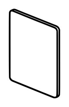 Hand-drawn blank rounded rectangle vector icon resembling a grey card or simple tablet device, isolated on white background with rough sketchy outline and subtle shading