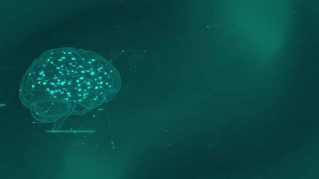 Artificial Intelligence Digital Brain Background with Neural Data Network on Teal Technology Gradient
