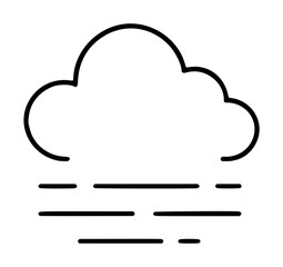 Obraz premium Minimalist hand-drawn vector icon of a fluffy mist cloud floating above drifting fog layers, simple outline illustration for weather and atmospheric design projects