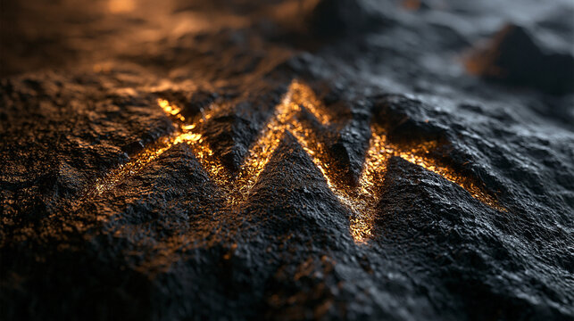 Golden Light Illuminating Dark Textured Surface
