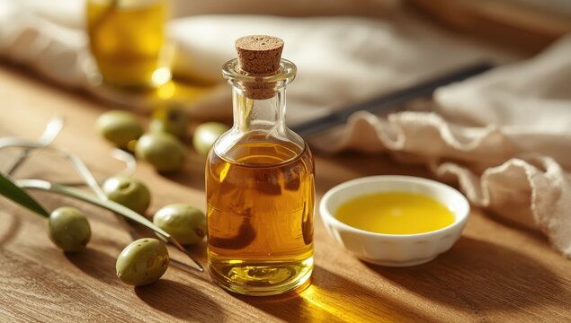 Mini container of cosmetic oil for natural nail and cuticle care. DIY manicure and pedicure idea.