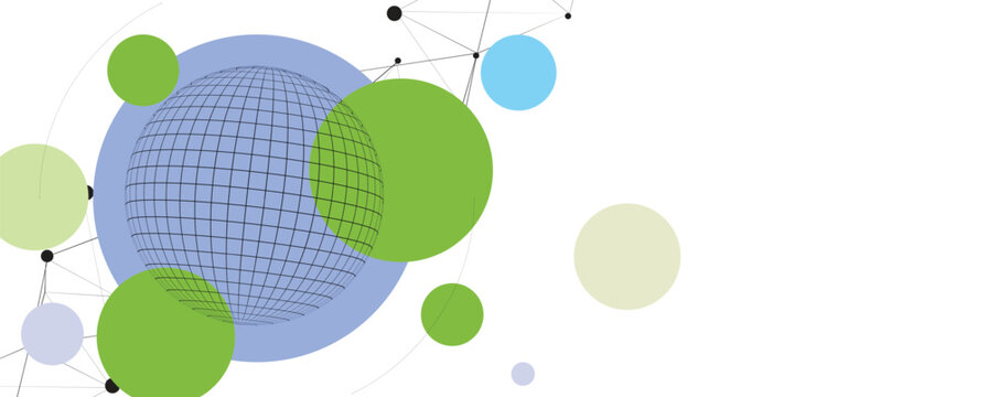 Technology and science banner or header. Connected neural network
