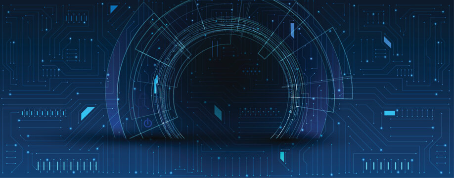 Technology and science banner or header. Connected neural network