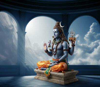 AI Generated Illustration for lord Shiva sanskrit shlok - Om Tryambakam Yajamahe Sugandhim Pushtivardhanam Urvarukmiv Bandhanan Mrityor Mukshiya Mamritat calligraphy