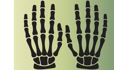 Naklejka premium Skelton gloves in silhouette art design on white background.