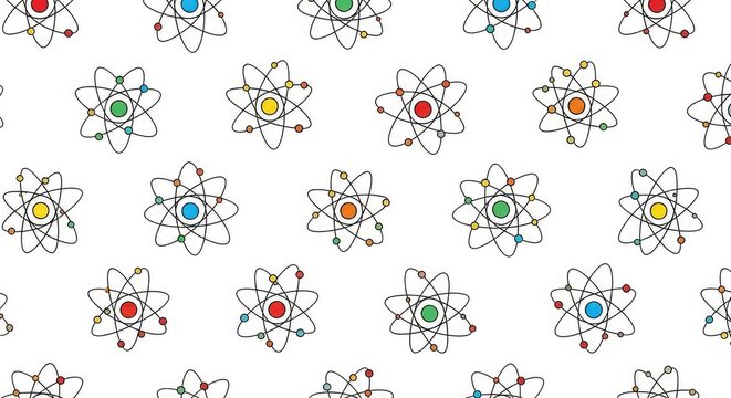 Colorful Atom Pattern Background for Science and Education Projects