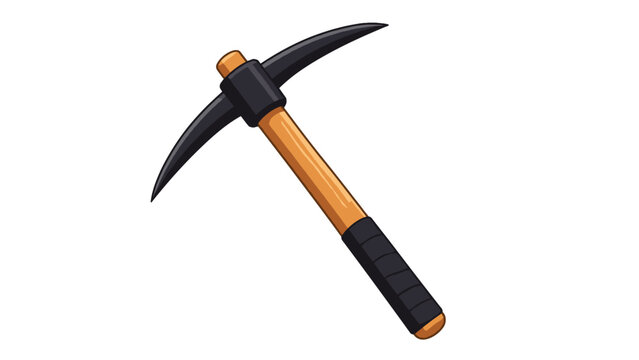 Cartoon pickaxe tool icon isolated on white background