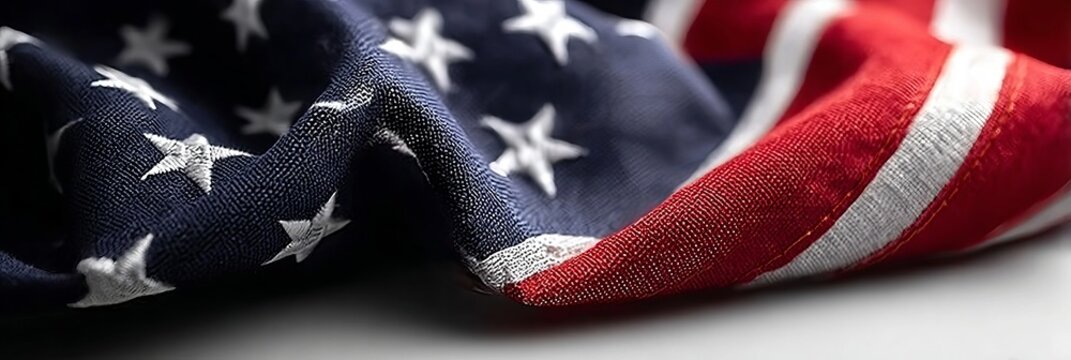 A Close up Woven Texture of the American Flag Displayed Beautifully for the Fourth of July Holiday