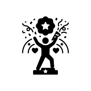 Content creator winning award trophy for achievement icon