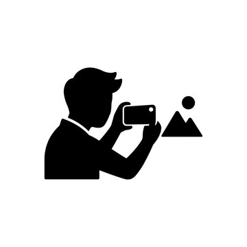 Travel content creator photographing landscape scenery icon