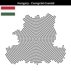 Obraz premium Map of Hungary region Csongrád-Csanád in concentric medium dots