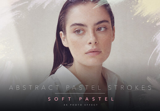 Soft Pastel Abstract Strokes Photo Effect Template - Bright Airy Chalk Brush Mixed Media Paper Texture Look