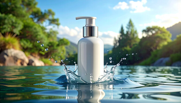 Cosmetic Pump Bottle in Nature