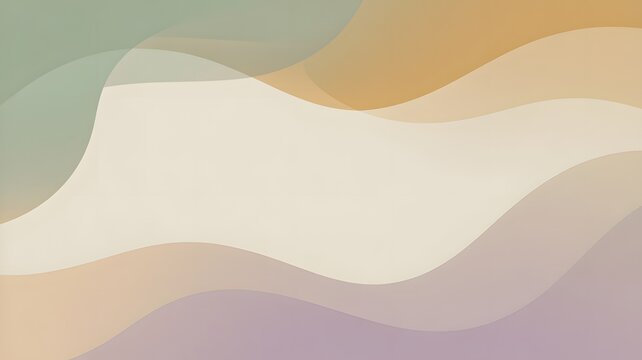Abstract wavy shapes in soft pastel colors create a soothing and serene backdrop. The gentle curves and blended hues evoke a sense of calm and fluidity, perfect for design elements or backgrounds