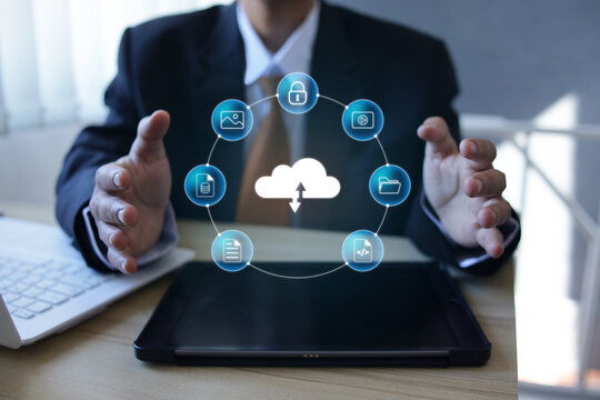 Close Up Of Hands Framing Clouds Storage For Data Management