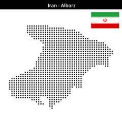 Fototapeta premium Map of Iran region Alborz in medium size square dots