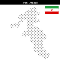 Obraz premium Map of Iran region Ardabil in small cross shaped dots