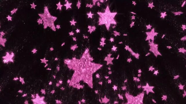 Abstract Pink Starfall Effect with Sparkling Glitter on a Dark Background for Festive Events