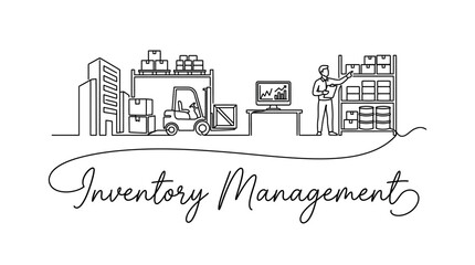 Fototapeta premium innovative inventory management process illustrating warehouse logistics and stock control systems in a minimalistic line art