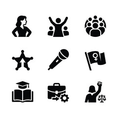 Obraz premium Collection of icons representing womens rights and empowerment.