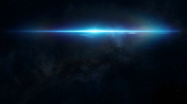 Futuristic blue light beam in dark space background