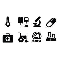 Fototapeta premium Collection of Medical Icons Representing Healthcare and Science.