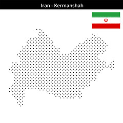 Fototapeta premium Map of Iran region Kermanshah in small cross shaped dots