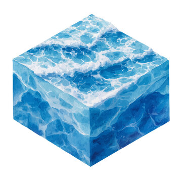 Watercolor illustration of Water, isolated on white background