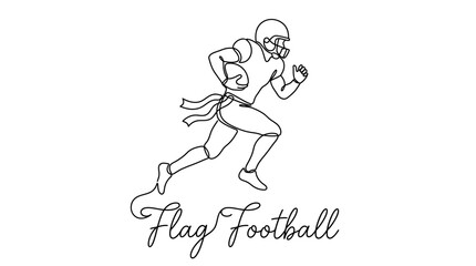 Obraz premium Minimalist Line Drawing of a Football Player Running with a Flag During a Game