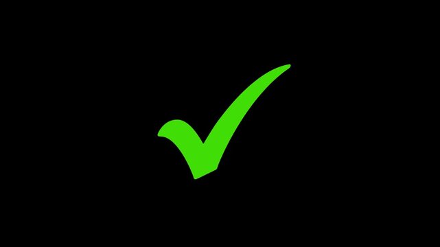 green checkmark symbol yes approve choice, Green check mark symbol and Red Cross symbol,Check mark brush paint style symbol animation on white background, check icon, green checkmark, 4k motion.