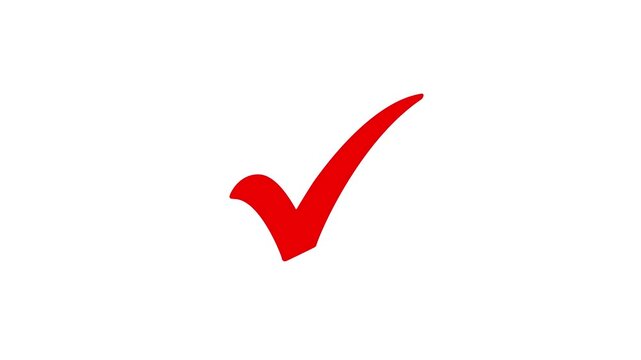 red checkmark symbol yes approve choice, Green check mark symbol and Red Cross symbol,Check mark brush paint style symbol animation on white background, check icon, green checkmark, 4k motion.