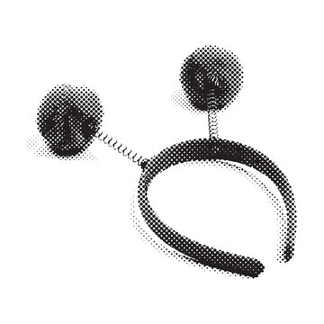 Alien Antennae Headband with Springy Spheres in a Retro Halftone Rasterized Screenprint Style with Dots and Stippling