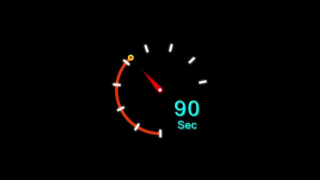 90 Sec clock icon animation. 90 Second animation on black background and creating a stunning 4k animation.