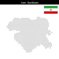 Fototapeta premium Map of Iran region Kurdistan in small size square dots