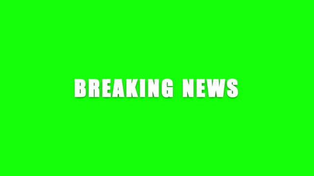 From the Glitch effect arises the text BREAKING NEWS. Then the TV turns off. Alpha channel premultiplied - Matted with color green