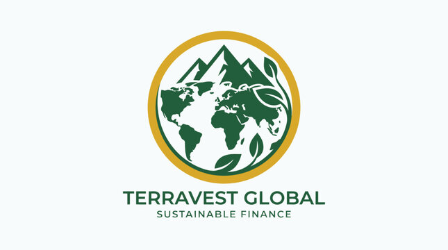Terrraavest Global Sustainable Finance Logo with Earth and Mountains.