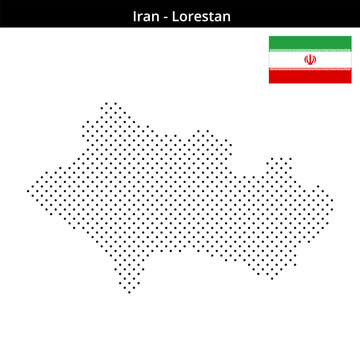Map of Iran region Lorestan in small cross shaped dots