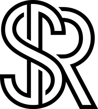 Minimalist SR monogram logo design, interlocking letters S and R vector icon, black and white geometric typography for corporate branding