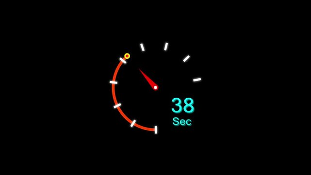 38 Sec clock icon animation. 38 Second animation on black background and creating a stunning 4k animation.