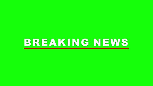 From the Glitch effect arises the text BREAKING NEWS. Then the TV turns off. Alpha channel premultiplied - Matted with color green