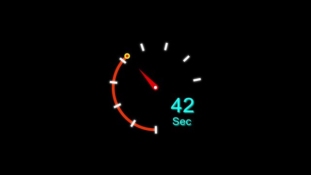 42 Sec clock icon animation. 42 Second animation on black background and creating a stunning 4k animation.
