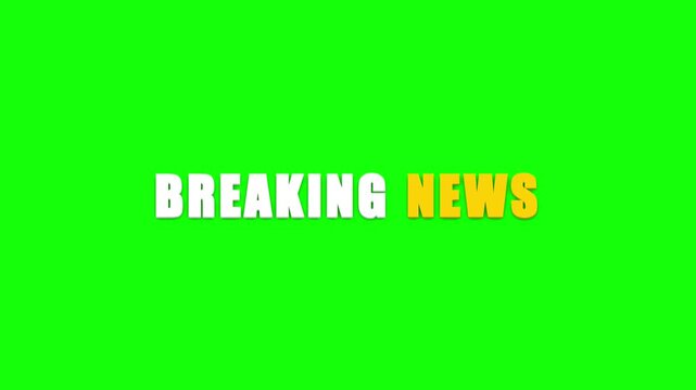 From the Glitch effect arises the text BREAKING NEWS. Then the TV turns off. Alpha channel premultiplied - Matted with color green
