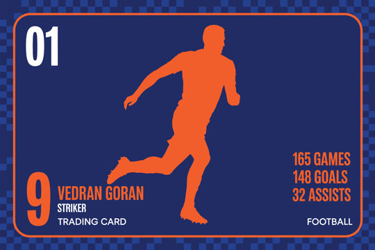 Football Trading Card, Soccer Collectible Card, Player Profile Template, Tournament, Vector Illustration.