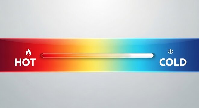 hot and cold temperature scale with a slider on a gradient bar