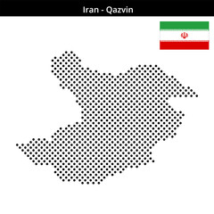 Fototapeta premium Map of Iran region Qazvin in medium sized cross shaped dots