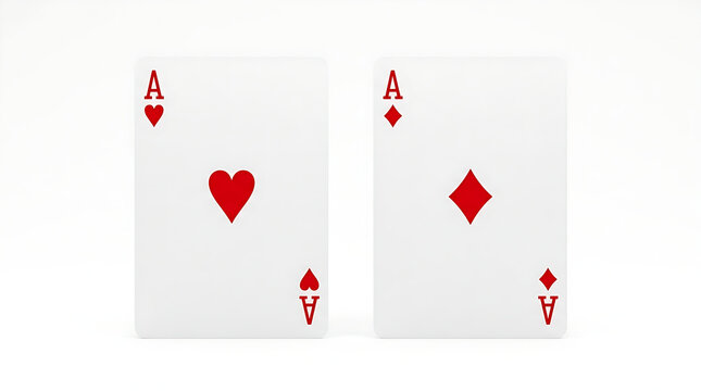 Red ace pair featuring hearts and diamonds suited cards isolated cleanly for poker and casino themes.