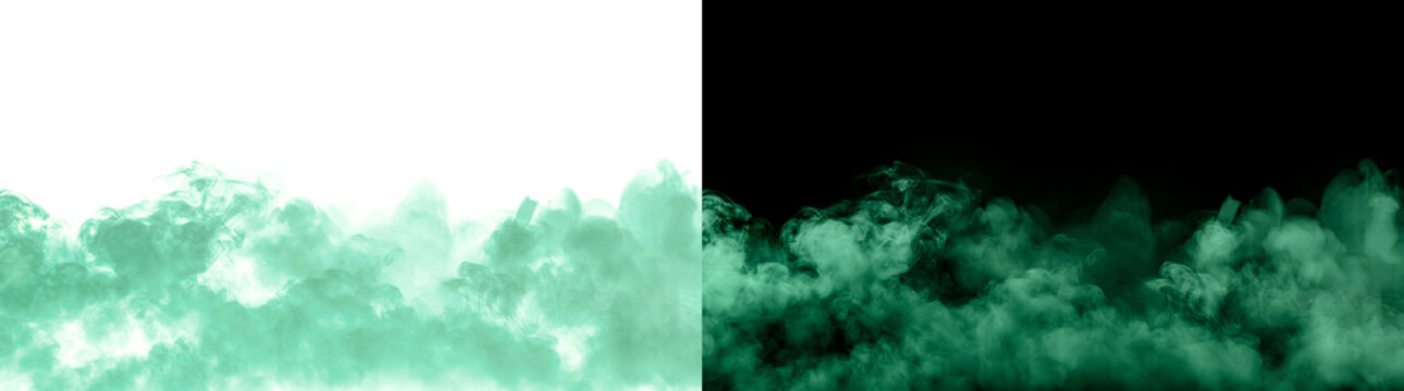 Green smoke fog rolling across the ground with a mysterious glow ideal for horror and gaming design available in PNG, Transparent and Black Background Versions