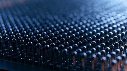Fototapeta premium Macro view of many electronic semiconductor processor chip pins.
