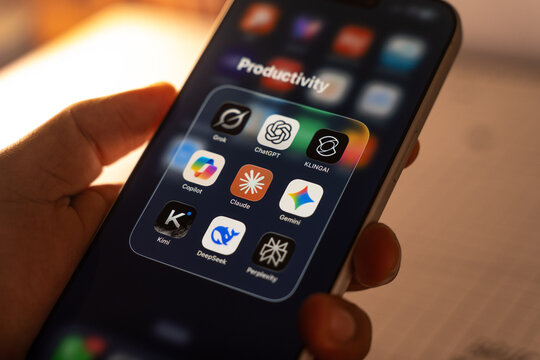AI apps logo is displayed on the screen of a smartphone, in Bangalore, India, on July 30, 2026
